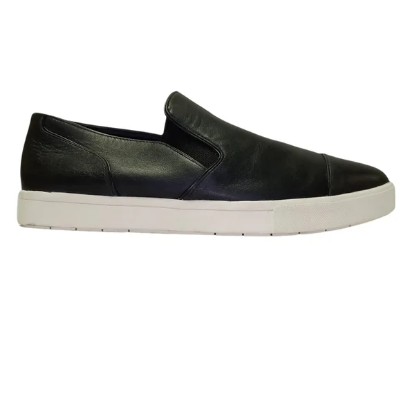 Vince Black Paeyre Leather Slip On Sneaker Flats